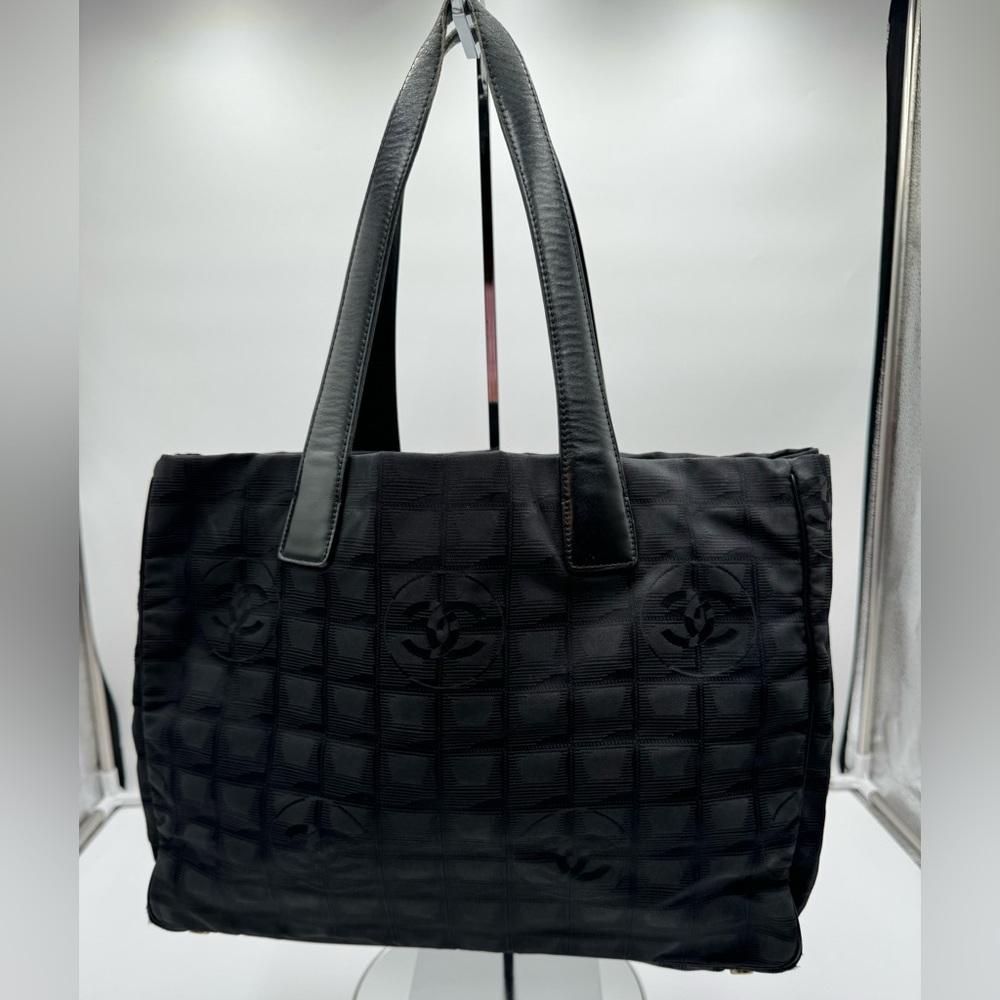 Chanel-Authentic-Travel Line Tote Bag Black